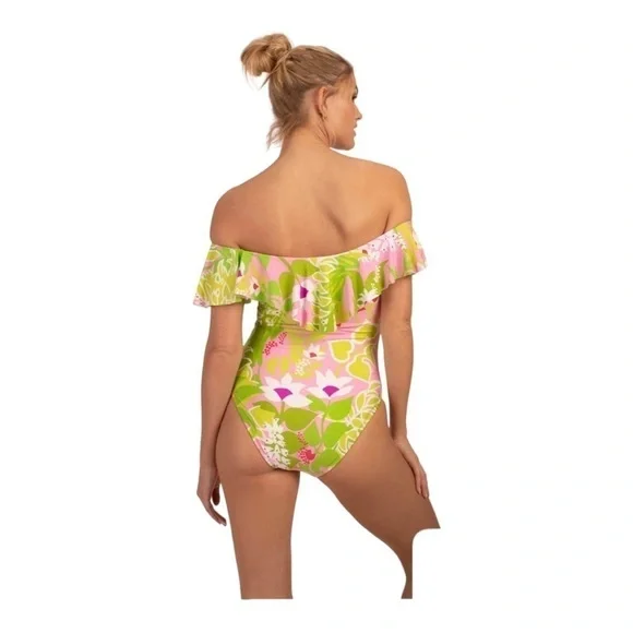 Trina Turk La Palma Off the Shoulder One Piece NWT - Picture 6 of 9